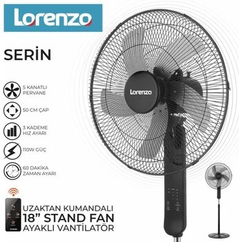Lorenzo Serin Uzaktan Kumandalı 18''ayaklı Vantilatör