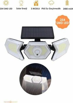 Technosmart 254 Ledli Hareket Sensörlü Solar Projektör Güneş Enerjili LED Bahçe Lambası Şarj Olan