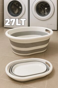 Destpak Yer Kaplamaz 27 LT Katlanır Çamaşır Sepeti - Katlanabilen Çamaşır Selesi - Çamaşır Taşıma Sepeti