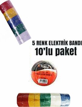 Tokyo Renkli Elektrik Bandı Izole Bant Izolasyon Bandı 10 Adet 5 Renk