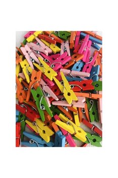 KütükOn Küçük Renkli Mandal 15 Li Paket Mini Ahşap Mandal Dekoratif Süsleme Ahşap Mandal Fotoğraf Mandalı