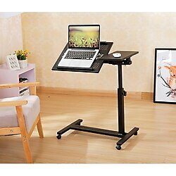 Hodbehod Eğim Ve Yükseklik Ayarlı Tekerli Mouse Bölmeli Laptop Sehpası - Y: 90 cm D: 45 cm G: 55 cm - Siyah