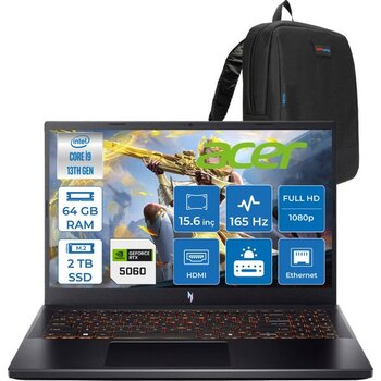 Acer Nitro V15 ANV15-52-91EQ Intel Core I9 13900H 64GB 2tb SSD RTX5060 8gb Freedos 15,6" Fullhd (1920 x 1080) 165HZ IPS 300NIT Taşınabilir Bilgisay...