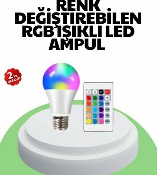 2025 Rgb LED Ampul Uzaktan Kumandalı Renkli Işık A Kalite - EC001Z-56A474 - Çok Renkli