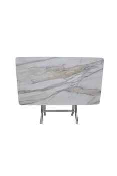 aldagelsin Dekoratif Beyaz Mermer Desenli Katlanabilir Masa Yemek Masası Çalışma Masası (70*120)