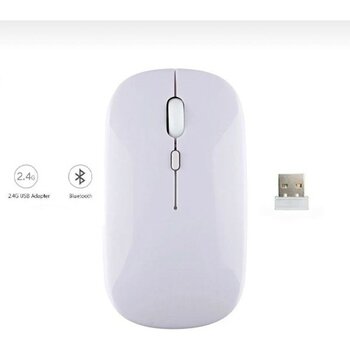 Alfa MEC Huawei Matepad T 10S 10.1 Inç Uyumlu Mouse Bluetooth Wireless Şarj Edilebilir Fare 2.4g - Beyaz