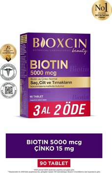 Bioxcin Biotin 5000 Mcg 90 Tablet Saç Tırnak Vitamini (Çinko Takviyeli)