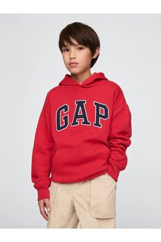 GAP Erkek Çocuk Kırmızı Gap Logo Relaxed Havlu Kumaş Sweatshirt XS Beden