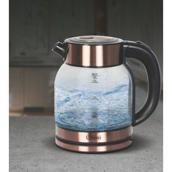 Kiwi Kk-3333 Çelik Tabanlı Cam Su Isıtıcı Kettle - Siyah - Gümüş