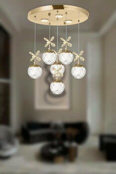 Eray Aydınlatma 2560-5+1 6 Li Sarı LED Avize(Beyaz Işık -Sarı Işık - Gün Işığı)