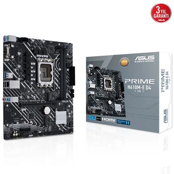 Asus Prıme H610m-E D4-Csm Ddr4 3200mhz Dp Hdmı M.2 Matx 1700p