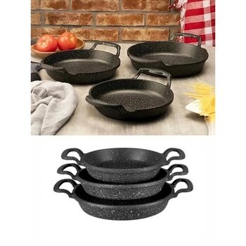 Esivitalia 3'lü Döküm Granit Sahan Seti Tava 18-20-22