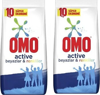 Omo Active Beyazlar ve Renkliler 10 kg 2'li Toz Deterjan