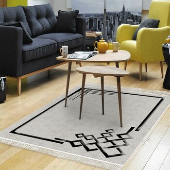 Alanur Home Eko Trend Djt Halı Yıkanabilir Kaymaz Taban 1919 Modern Gri Siyah - 120 x 180 cm