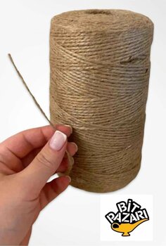 izmir Bitpazarı 500 gr Jüt Ipi Hasır Ip Keten Ip - Paketleme ipi - Süsleme ipi - ( 480 - 520 Metre )