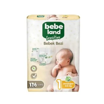 Bebeland Sensitive No:1 Yenidoğan 136 Adet Bebek Bezi