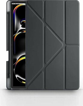 iPad Pro 13 Inç 2024 M4 Kılıf Kalem Şarj Bölmeli Stadlı Uyku Modlu Arkası Silikon Akıllı Tablet Kılıfı