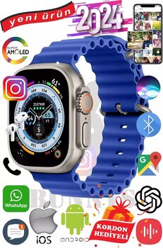 Reeder P13 Blue Max Lite 2022 Uyumlu Akıllı Saat ULTRA MAX 2024 Kordon Hediyeli Amoled Ekran