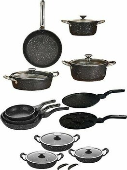 Kahramanlar 18 Parça Granit Çeyiz Seti, Tencere Takımı, Sahan Seti, Krep Ve Pankek Tavası, Tava Seti