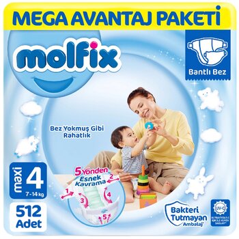 Molfix Mega Paket Bebek Bezi 4 Beden 128x4 512 Adet