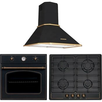 Ukinox Vintage 60 Rustik Ankastre Set Antrasit Renk A Enerji Sınıfı Metal Ocak ve Fırın Özellikleri