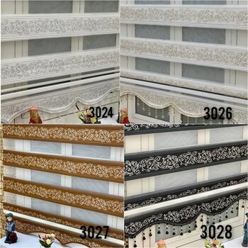 Brillant Simli Sarmaşık Desenli Jakarlı Zebra Stor Perde 220 X 270 Boncuklu