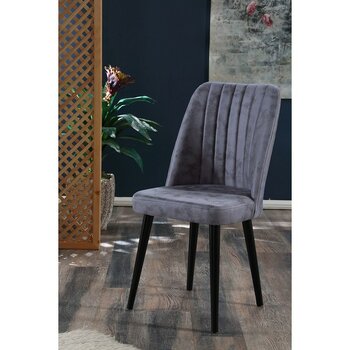 My Massa Polo Sandalye - Ahşap Siyah Ayaklı - Gri