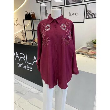 Parla Prive Taşlı Gömlek - Standart - Bordo