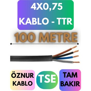 Öznur 4x0,75 Ttr Kablo Metre Seçenekli (Siyah) - 100 METRE - Siyah