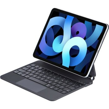 Five-E Apple iPad Air 5 10.9 Inc (2022) Bluetoothlu Touchpadli Manyetik Kapaklı Magic Ingilizce Q Keyboard A2588 A2589 A2591 - Siyah
