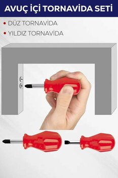 Hon 2'li Avuç Içi Tornavida Seti Düz Yıldız