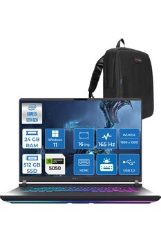 ASUS Rog Strix G16 I5-13450HX 24GB 512GB SSD 8GB/RTX5050 115W 16\" 165Hz 3ms IPS WIN11HOME WRX053H01