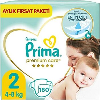 Prima Bebek Bezi Premium Care 2 Beden 180 Adet Aylık Fırsat Paketi - 1: Yenidoğan İkiz Paket / 4 Adet