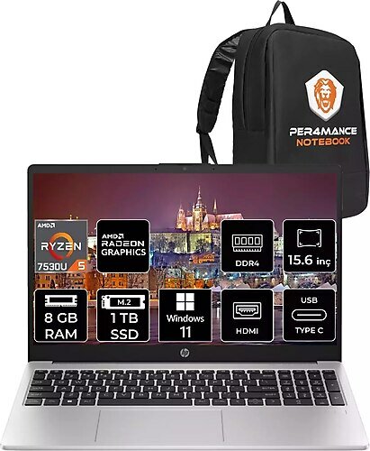 HP 255 G10 8A547EA 15.6 inç AMD Ryzen 5 7530U 8 GB 1 TB SSD AMD Radeon Graphics Windows 11 Professional