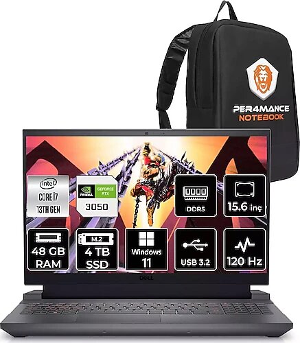 Dell G15 5530 G55302401005u 15.6 inç Intel Core i7 13650HX 48 GB 4 TB SSD NVIDIA RTX 3050 Windows 11 Home