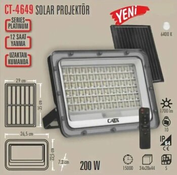 Cata CT-4649 200W Solar Led Projektör