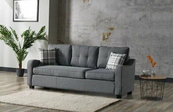 Meşe Home Plus Kılıflı Torba Yaylı Keten Kumaş Fonksiyonel Üçlü Koltuk 74x213x90 cm Torba Yaylı Kanepe