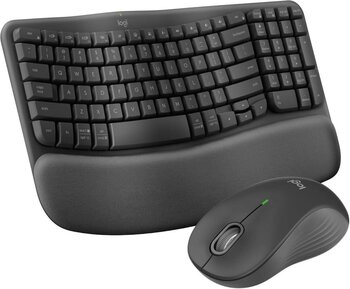 Logitech Wave Keys Mk670 Combo M550 L Kablosuz Ergonomik İngilizce Klavye Mouse Seti Siyah
