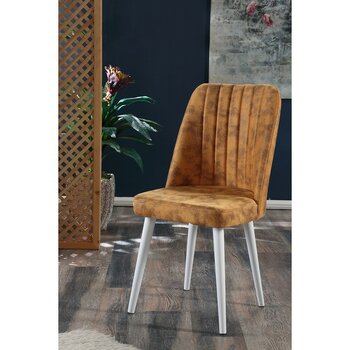 My Massa Polo Sandalye - Ahşap Beyaz Ayaklı - Sarı