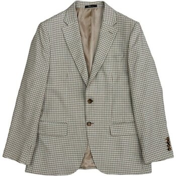 Süvari Bol Kesim 6 Drop Bej Kareli Erkek Ceket - 50 - Dropsuz