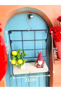 Kitchen Line Mini Kare Raf | Metal - Ahşap Raf | Fotoğraf Rafı | Duvar Dekoru | Vitrin Rafı