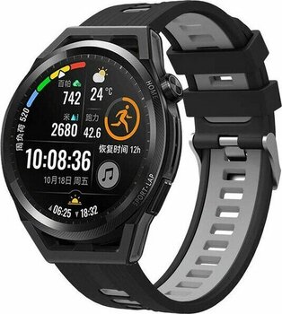 Mobicas Huawei Watch Gt 3 (42MM) Uyumlu 20MM Iki Renkli Silikon Kordon-55 Siyah-Gri - 20mm  - Siyah - Gri