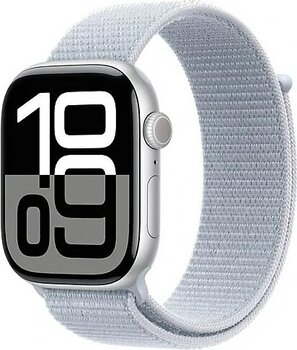 Apple Watch Series 10 GPS + Cellular 46mm Gümüş Rengi Alüminyum Kasa ve Bulut Mavisi Spor Loop Kordon Akıllı Saat