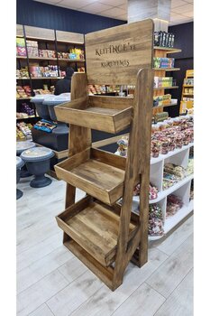 ViraHome Ahşap ve Metal Dekorasyon Masif Ahşap Çok Amaçlı Kuruyemiş Standı Meyve Sebze Standı Bakliyat Standı Ahşap Raf