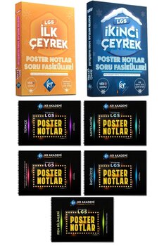 KR Akademi Yayınları LGS Soru Fasikülleri İlk Çeyrek İkinci Çeyrek Poster Notlar Seti Toplam 21 Parça