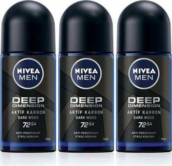 Nivea Men Erkek Roll-On Deodorant Deep Dimension 50ML, 48 Saat Koruma, X3 Adet - 50 ml