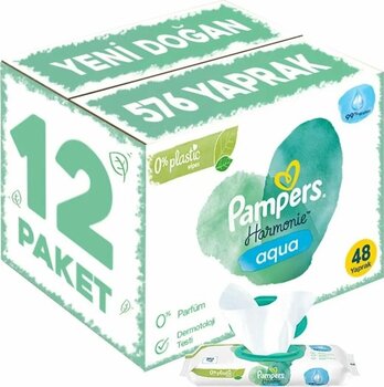 Prima Pampers Harmonie Islak Havlu Mendil Aqua Pure 48 Yaprak 12 Li Set (576 Yaprak) Organik Pamuk