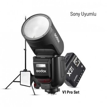 Godox V1 Pro Sony Flaş Full Set (Flaş, X2 Tetikleyici, 15x20 Softbox, Tripod)