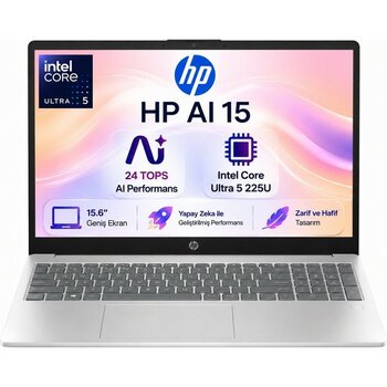 Hp Aı 15 Intel Core Ultra 5 225U 24GB 512GB SSD Windows 11 Pro 15.6" Taşınabilir Bilgisayar SMD51E0EA - 512 GB - 24 GB