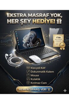 İ-TAB S26 Ultra Max Tablet Sim Kartlı Klavyeli Set Hediyeli
